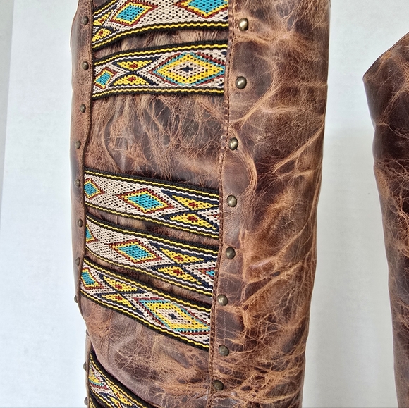 Old Gringo Brown Leather Heeled Boots Elina 7.5 Tall Boho - Picture 6 of 16